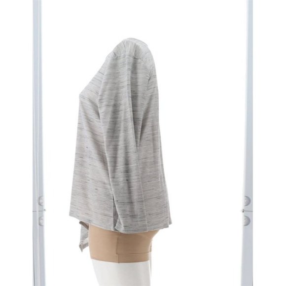 NWT DG2 BY DIANE GILMAN ASYMMETRIC STRIPED TOP HEATHER GRAY MEDIUM - Picture 3 of 13